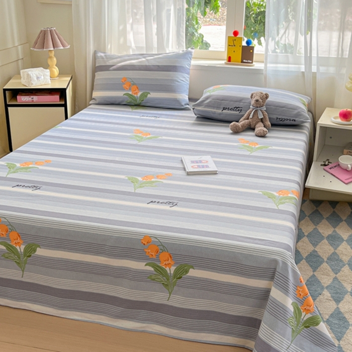 91家纺网 家纺一手货源 找家纺 莱通2025新款原棉老粗布床单 萱朵