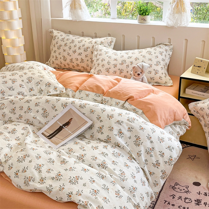 91家纺网 家纺一手货源 找家纺 大吉 2025新款100全棉纯棉喷气小清新被套四件套纯棉三件套床笠四件套单被套单枕套 初夏