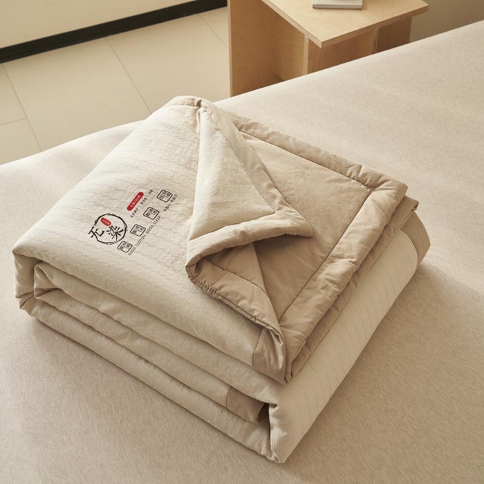 91家纺网 家纺一手货源 找家纺 子由家居 2025新款水洗棉原棉提花大豆夏被被子被芯 原棉-驼色