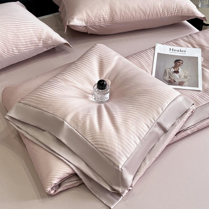 子由家居 2025新款水洗真丝曲线银丝提花夏被四件套 银丝提花-豆沙