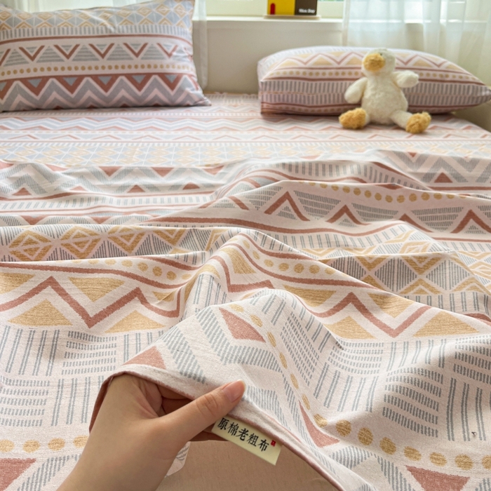 91家纺网 家纺一手货源 找家纺 莱通2025新款原棉老粗布床单 梦曼迪