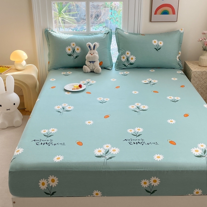 91家纺网 家纺一手货源 找家纺 凌云2025新款13372A类全棉床笠    小雏菊