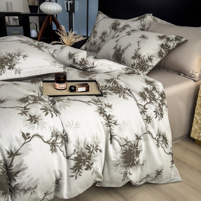 91家纺网 家纺一手货源 找家纺 倾慕家纺 2025新款60S提花全棉单品被套 南枝绿