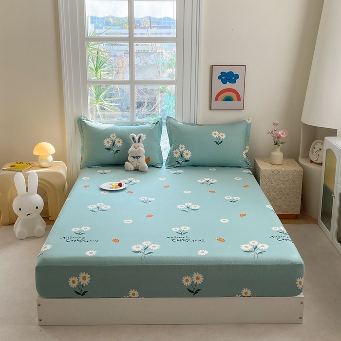 91家纺网 家纺一手货源 找家纺 凌云2025新款13372A类全棉床笠    小雏菊