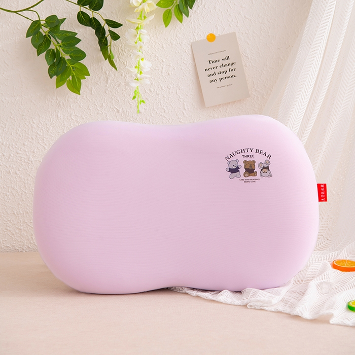 91家纺网 家纺一手货源 找家纺 芯洲 2025新款记忆棉凉感丝猫肚枕慢回弹记忆枕头 萌乐熊-紫  30*50cm