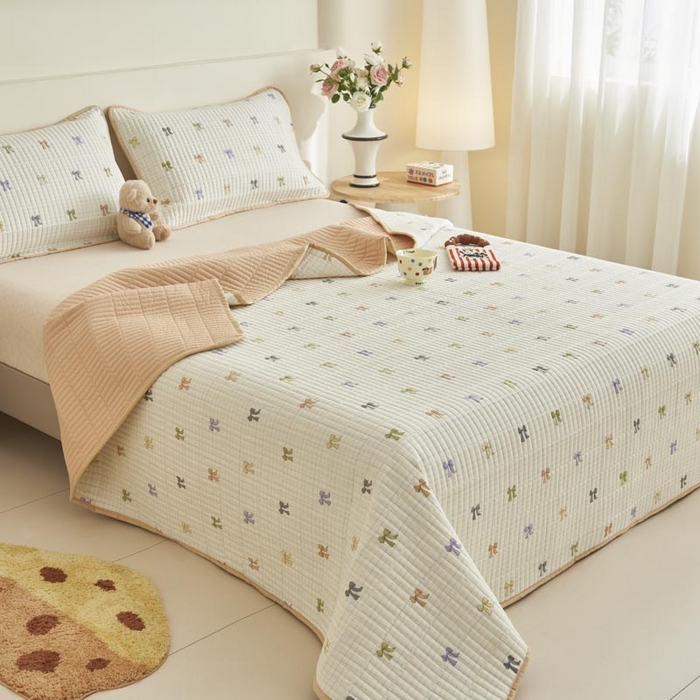 91家纺网 家纺一手货源 找家纺 子由家居 2025新款纯棉印花夹棉床盖 纯棉床盖-蝶恋花