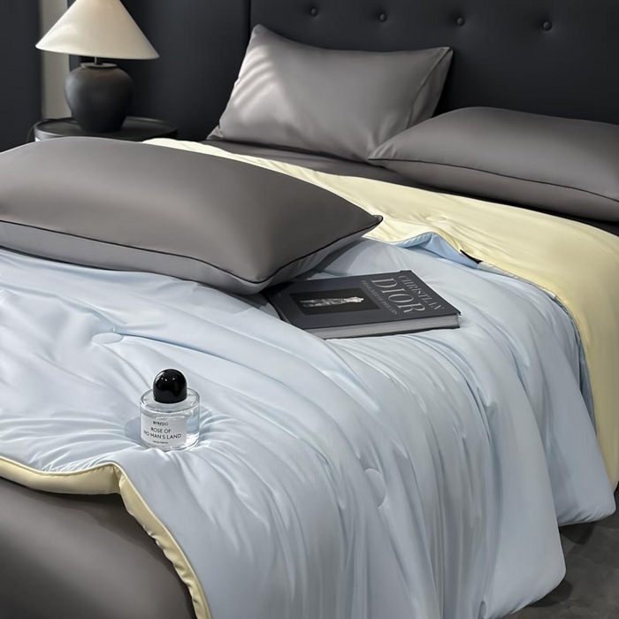 91家纺网 家纺一手货源 找家纺 子由家居 2025新款锦纶凉感大豆纤维夏被被子被芯 即刻凉感-天蓝