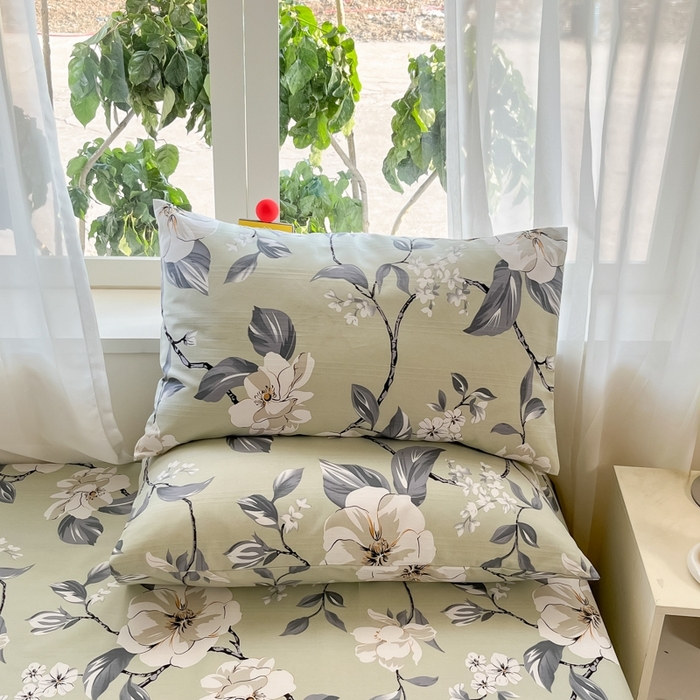 91家纺网 家纺一手货源 找家纺 莱通2025新款原棉老粗布床单 绽放花枝