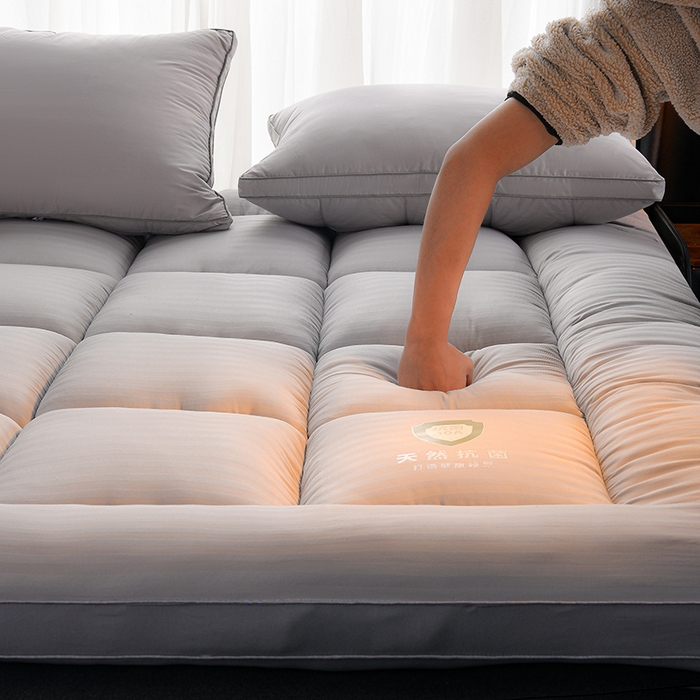 91家纺网 家纺一手货源 找家纺 招财狼 2025新款亲肤磨毛床垫 淡雅灰