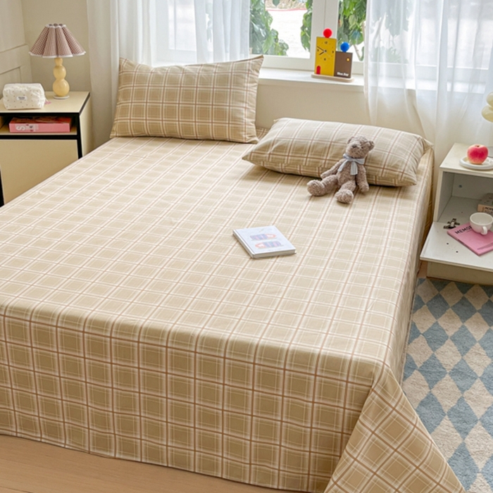 91家纺网 家纺一手货源 找家纺 莱通2025新款原棉老粗布床单 悠悠梦格