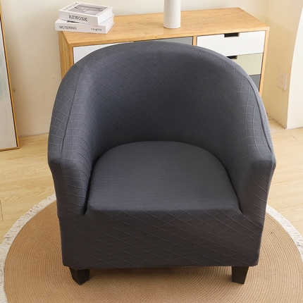 启博家纺 2025新款针织菱形格半圆卡座沙发套 灰蓝