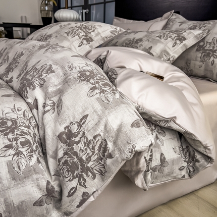 倾慕家纺 2025新款60S提花全棉四件套 知画灰