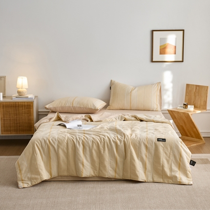 91家纺网 家纺一手货源 找家纺 2025新款原创侘寂系列全棉夏被-夏被四件套 瑞系奶黄