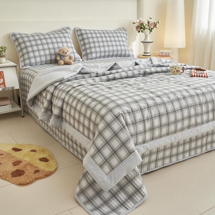 91家纺网 家纺一手货源 找家纺 子由家居 2025新款纯棉新疆棉花被被子被子 棉花被-灰色格