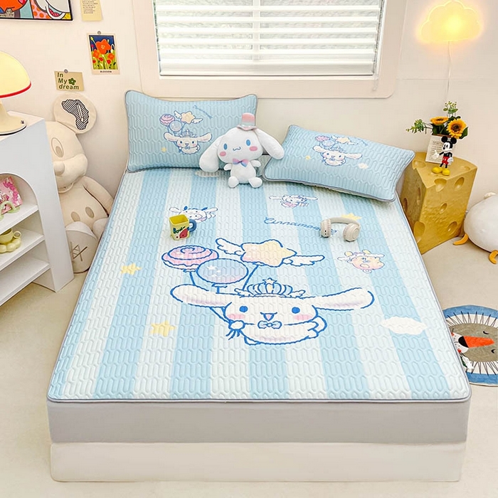 91家纺网 家纺一手货源 找家纺 米帛家纺2025新款大版三丽鸥乳胶凉席-绑带款 气球玉桂狗