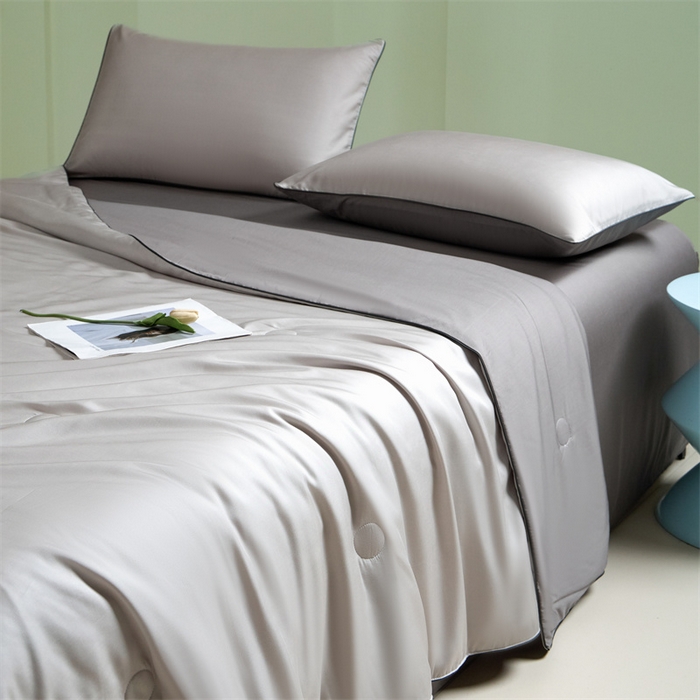 91家纺网 家纺一手货源 找家纺 笙意家纺 2025新款凉感水洗真丝麻绳双拼夏凉被-华尔兹系列 华尔兹-山灰+中灰