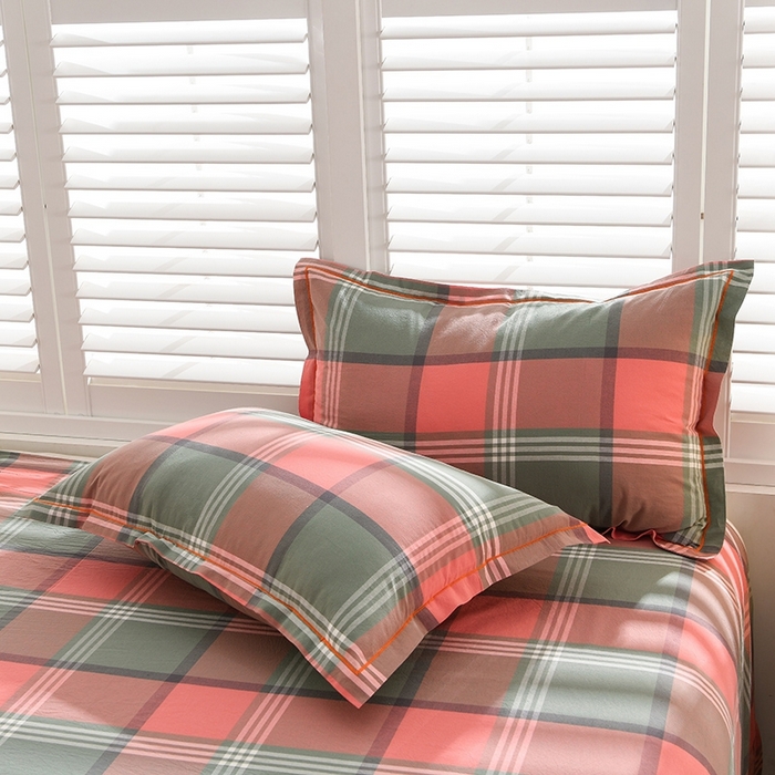 91家纺网 家纺一手货源 找家纺 润淳家居 2025新款A类全棉水洗棉四件套三件套 安妮 桔