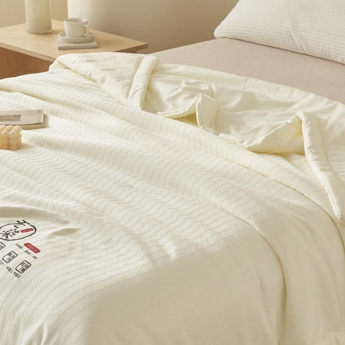 91家纺网 家纺一手货源 找家纺 子由家居 2025新款水洗棉原棉提花大豆夏被被子被芯 原棉-本白