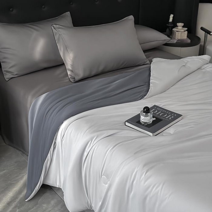 91家纺网 家纺一手货源 找家纺 子由家居 2025新款锦纶凉感大豆纤维夏被被子被芯 即刻凉感-浅灰