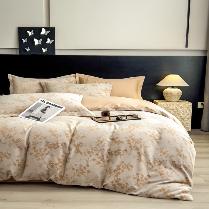 91家纺网 家纺一手货源 找家纺 倾慕家纺 2025新款60S提花全棉单品被套 爱玲说卡其