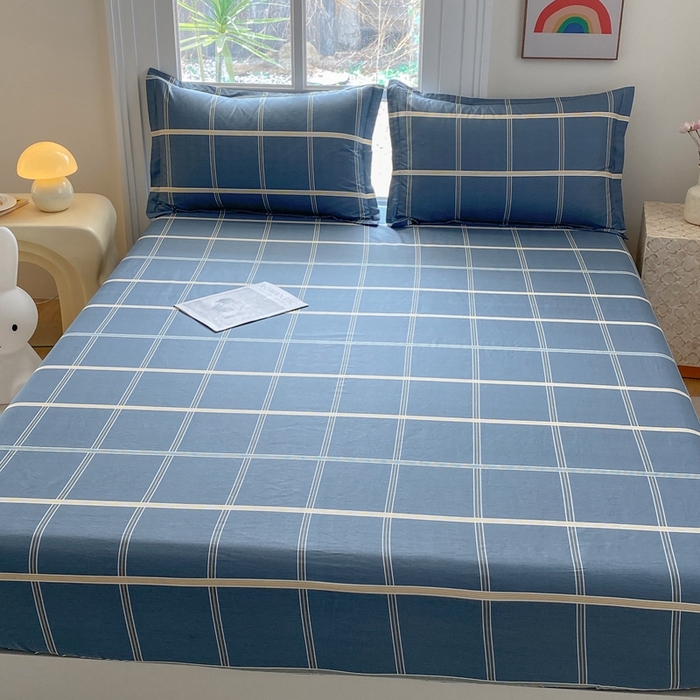 91家纺网 家纺一手货源 找家纺 凌云2025新款13372A类全棉床笠    绅士蓝