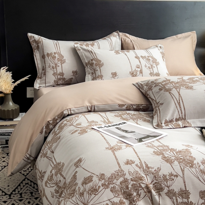 91家纺网 家纺一手货源 找家纺 倾慕家纺 2025新款60S提花全棉四件套 椿屿咖