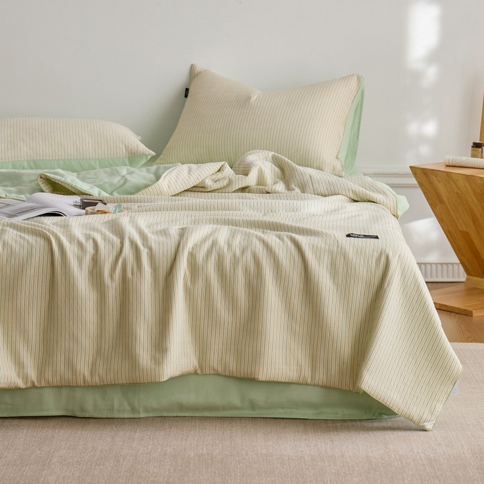 91家纺网 家纺一手货源 找家纺 2025新款原创侘寂系列全棉夏被-夏被四件套 森系薄荷