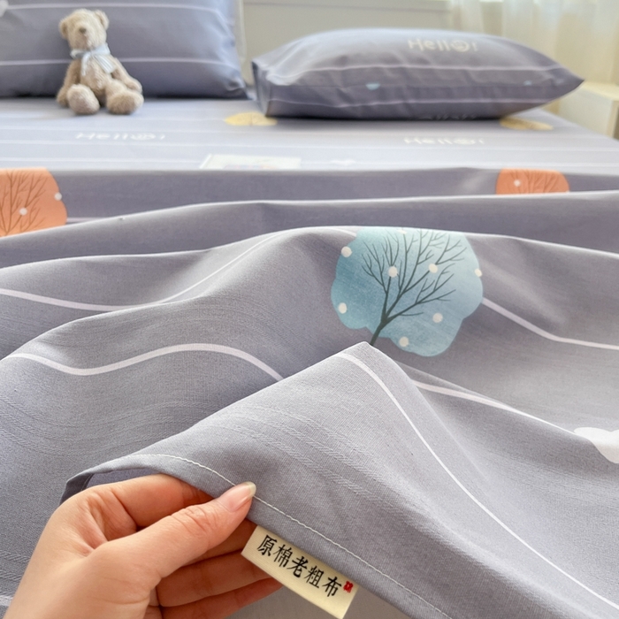 91家纺网 家纺一手货源 找家纺 莱通2025新款原棉老粗布床单 树漫漫