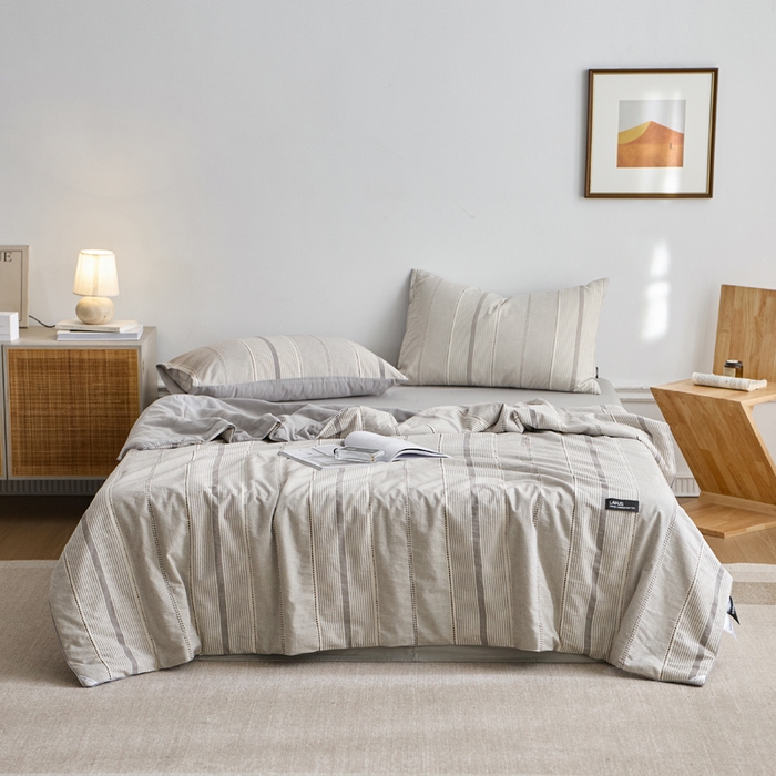 91家纺网 家纺一手货源 找家纺 2025新款原创侘寂系列全棉夏被-夏被四件套 瑞系香灰