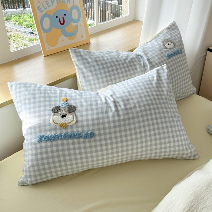 91家纺网 家纺一手货源 找家纺 乐坊2025新款云朵棉毛巾绣四件套 晚安狗狗