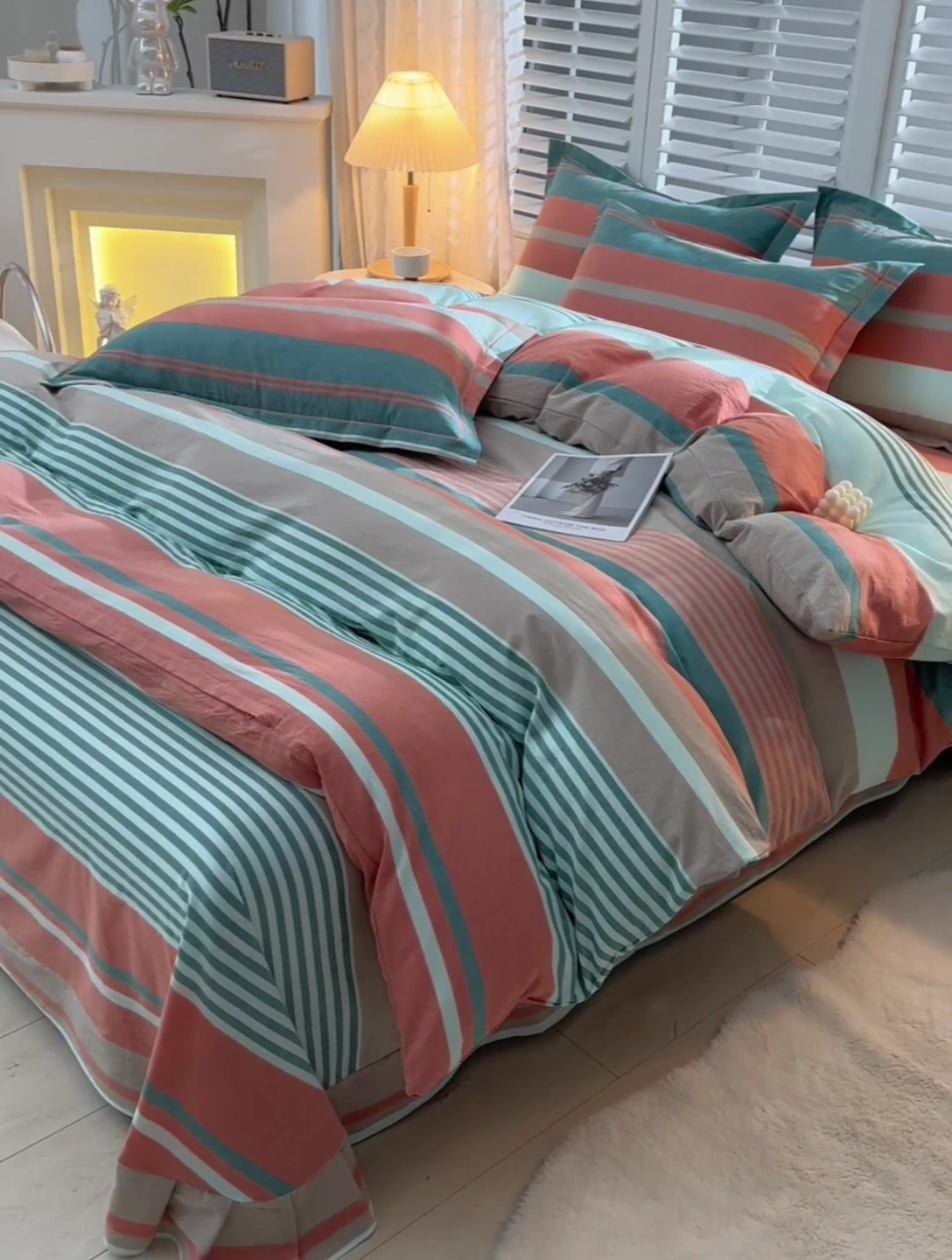 91家纺网 家纺一手货源 找家纺 润淳家居 2025新款A类全棉水洗棉四件套三件套 风华 绿