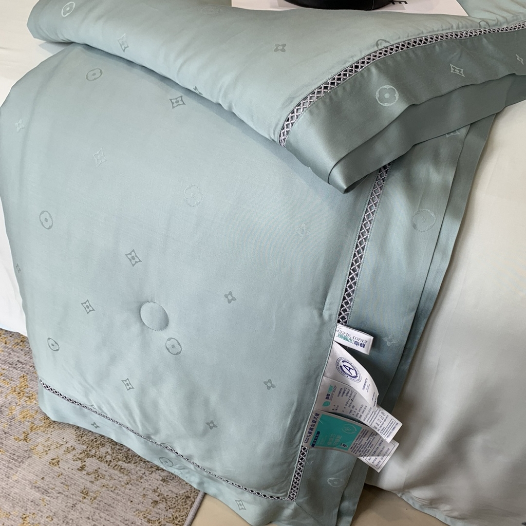 91家纺网 家纺一手货源 找家纺 奈萝家纺 2025新款60S天丝提花夏凉被空调被子被芯 孔雀绿