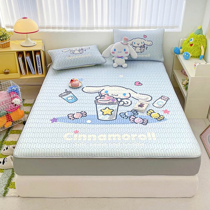 91家纺网 家纺一手货源 找家纺 米帛家纺2025新款大版三丽鸥乳胶凉席-绑带款 糖果玉桂狗