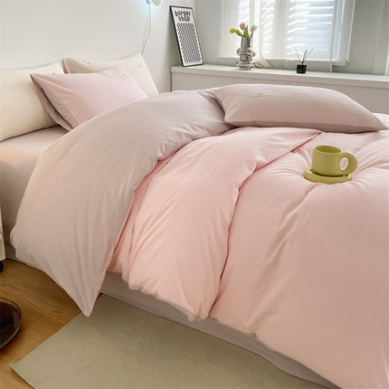 91家纺网 家纺一手货源 找家纺 （总）798家纺 2025新款全棉13070纯色双拼系列单被套场景二