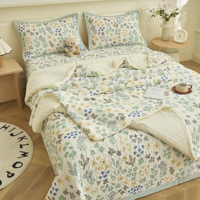 91家纺网 家纺一手货源 找家纺 子由家居 2025新款凉感丝豆豆夏被四件套 凉感豆豆被-四季如春