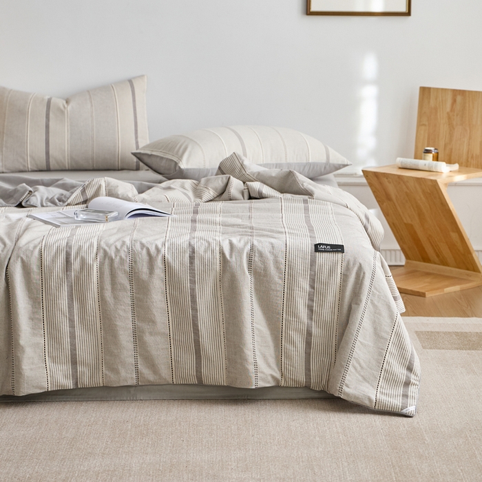 91家纺网 家纺一手货源 找家纺 2025新款原创侘寂系列全棉夏被-夏被四件套 瑞系香灰