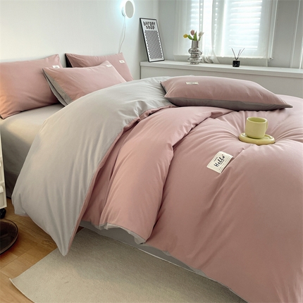 91家纺网 家纺一手货源 找家纺 （总）798家纺 2025新款全棉13070纯色双拼系列单被套场景二