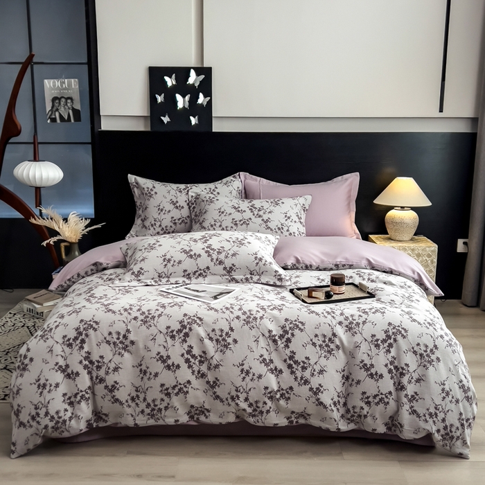 91家纺网 家纺一手货源 找家纺 倾慕家纺 2025新款60S提花全棉四件套 爱玲说紫