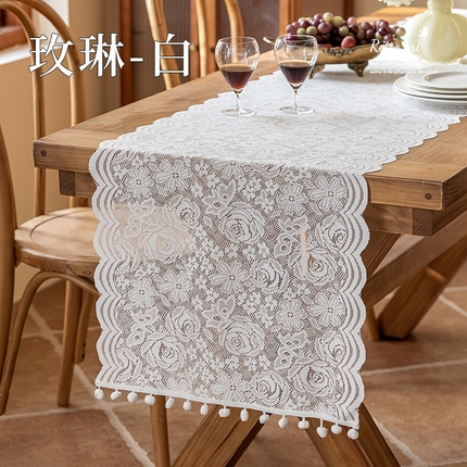 南通大梧纺织 2025新款黛丝/玫琳/伊洛桌旗 玫琳-白
