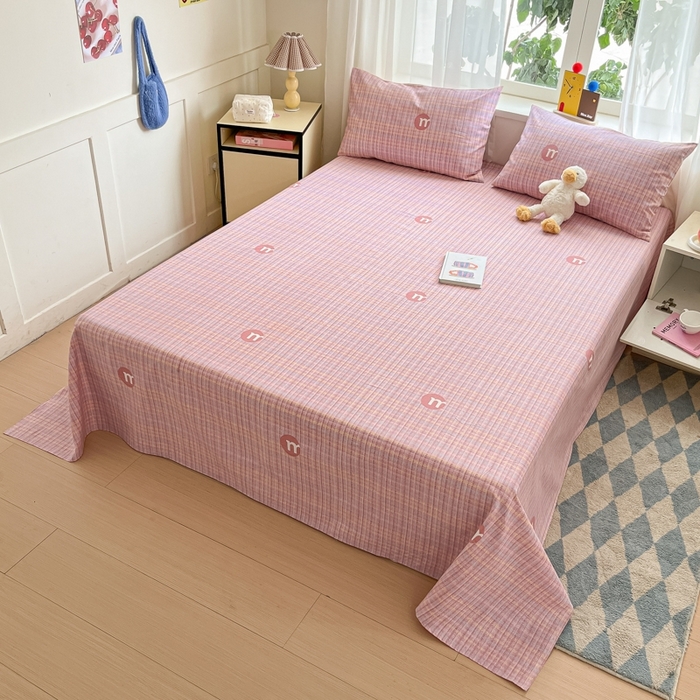 91家纺网 家纺一手货源 找家纺 莱通2025新款原棉老粗布床单 格境