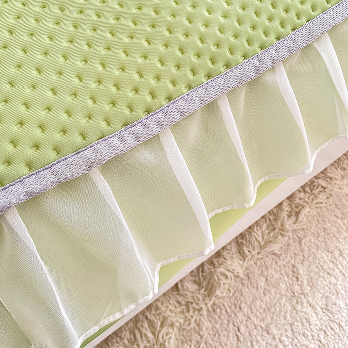 91家纺网 家纺一手货源 找家纺 眠势力 2025新款华夫格花边床笠豆豆凉席款夏季凉感床垫保护套 （提供买家秀） 西瓜绿