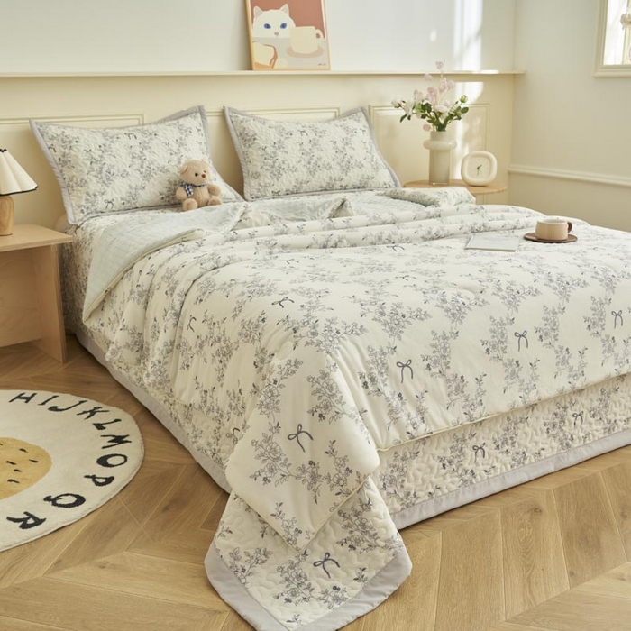 91家纺网 家纺一手货源 找家纺 子由家居 2025新款凉感丝豆豆夏被四件套 凉感豆豆被-语叶