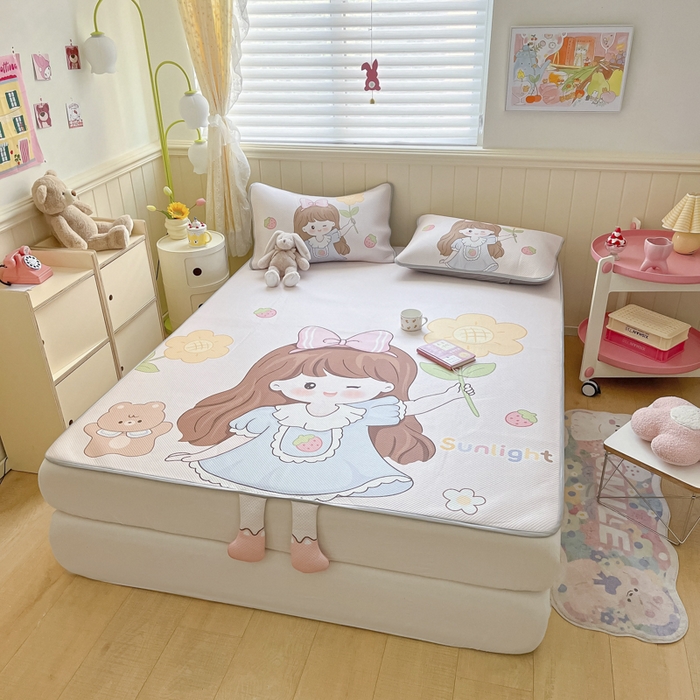 91家纺网 家纺一手货源 找家纺 慕尚家纺 2025新款凉感卡通工艺席 阳光少女