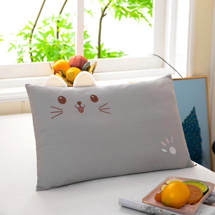 九州枕芯2025新款水洗纯棉调皮猫儿童枕 枕头枕芯 灰色30*50cm/只