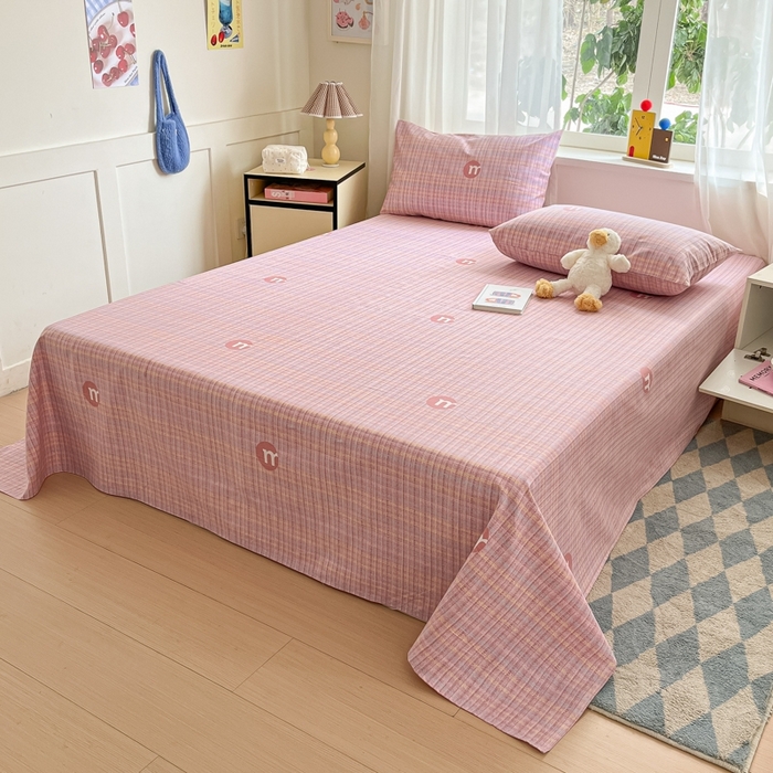 91家纺网 家纺一手货源 找家纺 莱通2025新款原棉老粗布床单 格境