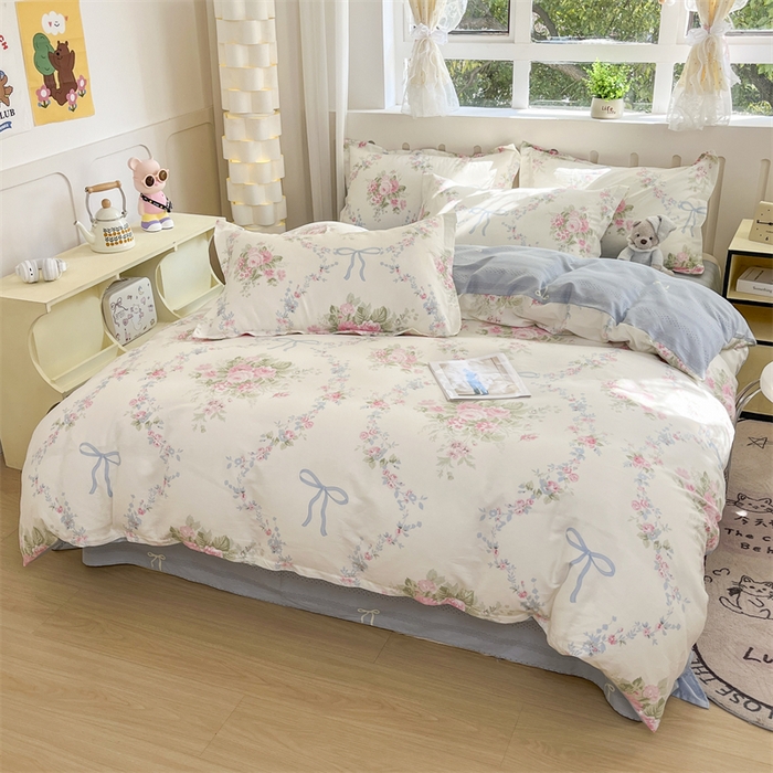 91家纺网 家纺一手货源 找家纺 大吉 2025新款100全棉纯棉喷气小清新被套四件套纯棉三件套床笠四件套单被套单枕套 童话