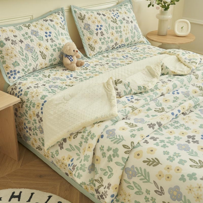 91家纺网 家纺一手货源 找家纺 子由家居 2025新款凉感丝豆豆夏被四件套 凉感豆豆被-四季如春