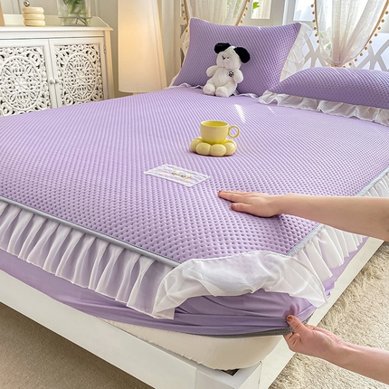 91家纺网 家纺一手货源 找家纺 （总）眠势力 2025新款华夫格花边床笠豆豆凉席款夏季凉感床垫保护套 （提供买家秀）