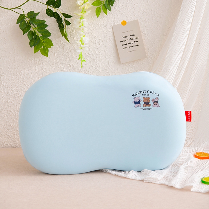 91家纺网 家纺一手货源 找家纺 芯洲 2025新款记忆棉凉感丝猫肚枕慢回弹记忆枕头 萌乐熊-蓝  30*50cm