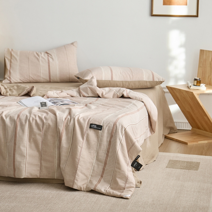 91家纺网 家纺一手货源 找家纺 2025新款原创侘寂系列全棉夏被-夏被四件套 瑞系蜜粉